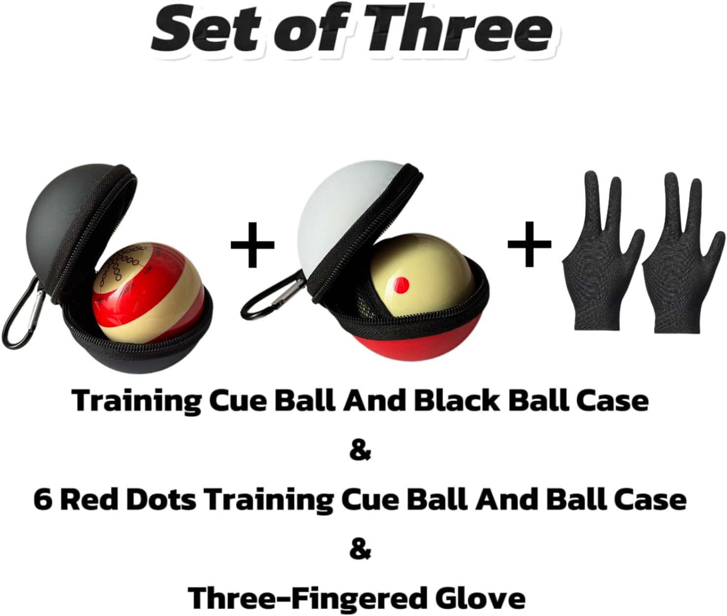 6 Dots Cue Ball With Case,Training Billiard Ball,2-1/4" Practice Training Artifact,Pool Cue Ball with Six Dots,Three Finger Gloves and Billiard Ball Bag