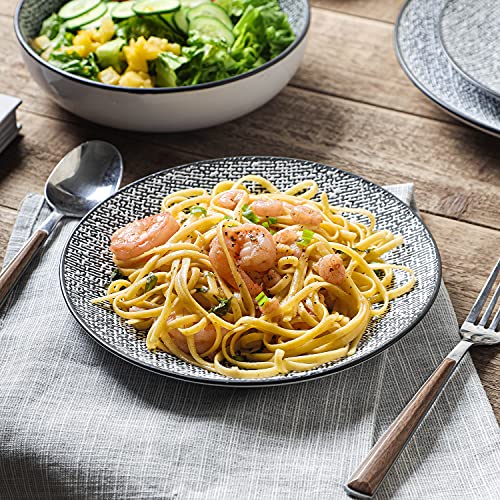 Stone + Lain Sophie Rustic Stoneware Dinnerware Service For 4, Black And White Textured, 16 Pieces #TOP2