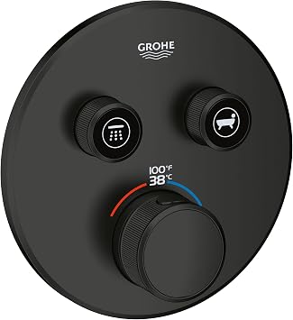 GROHE 291372430 Grohtherm Smartcontrol Dual Function Thermostatic Valve Trim with Control Module, Matte Black