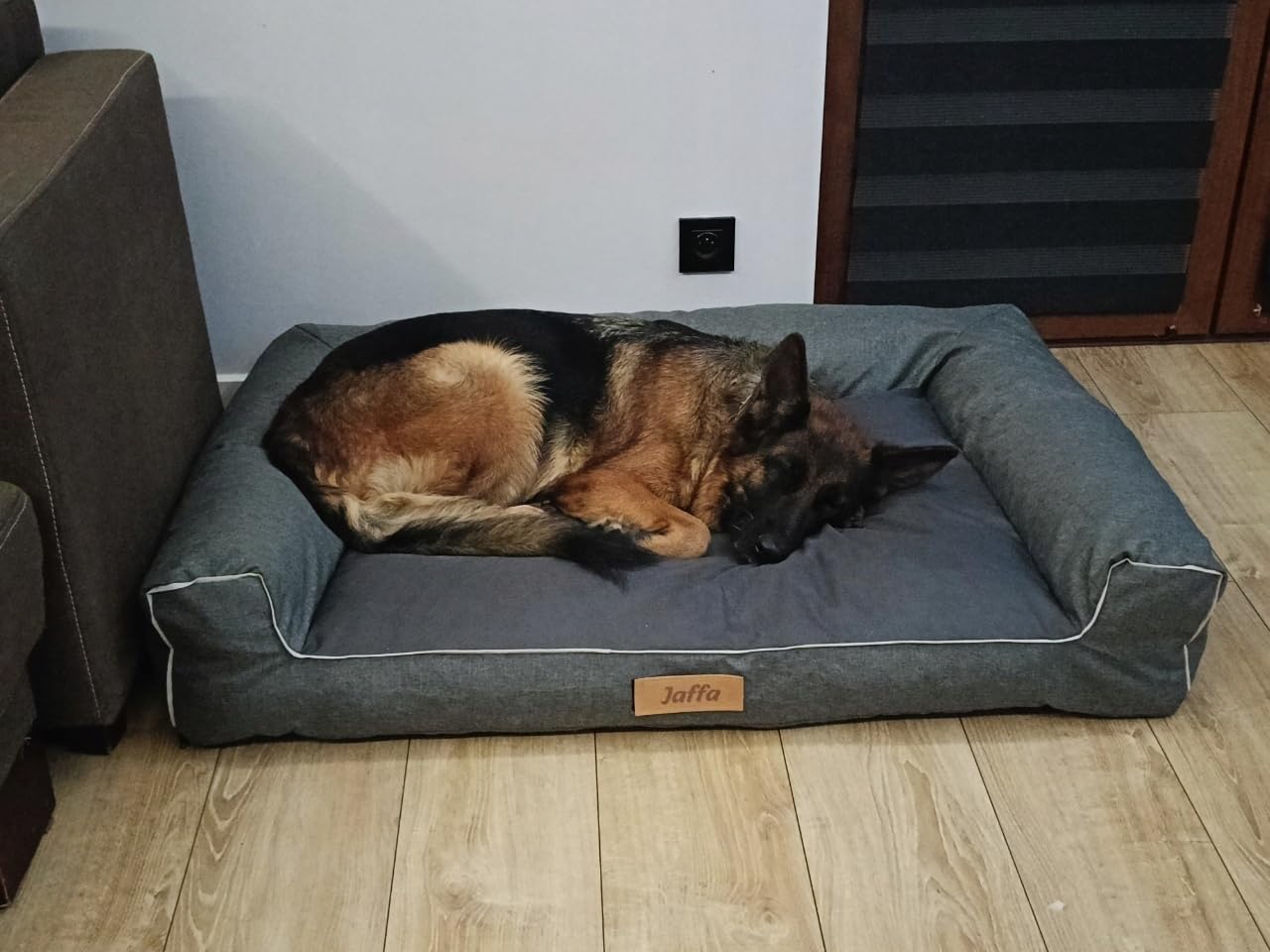 Hundebett für Große Hunde Waschbar, Hundekissen Grau Groß, Hundematte Grosse Hunde, 118 x 78 cm, mit Gravieren Namen, Hundesofa XXL Abnehmbarem Bezug