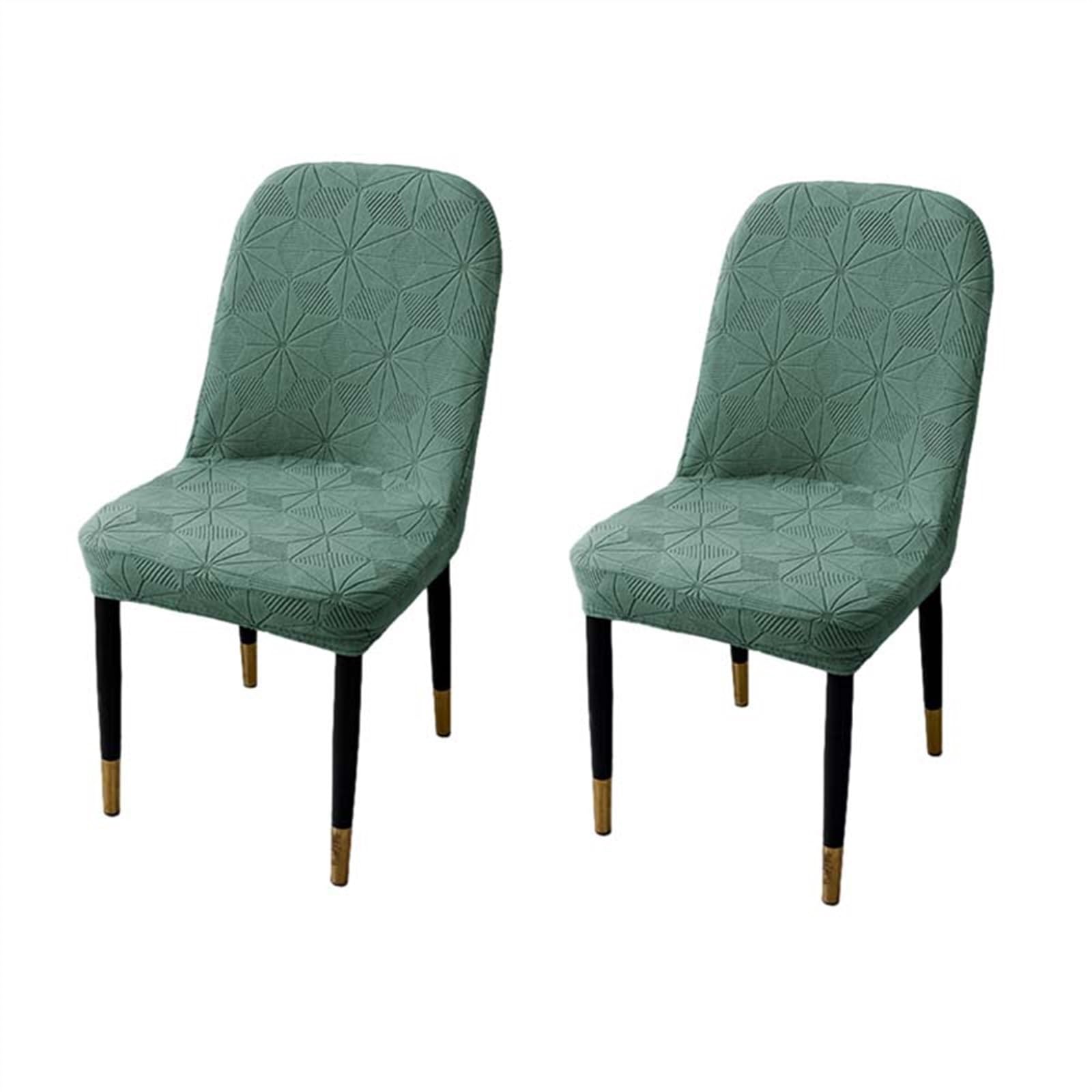 Pokrowce na krzesła do jadalni, stylowe krzesło do jadalni z połowy wieku nowoczesne nakrycie na krzesło, tapicerowane żakardowe pokrowce na krzesła boczne (Color : Green, Size : 2)