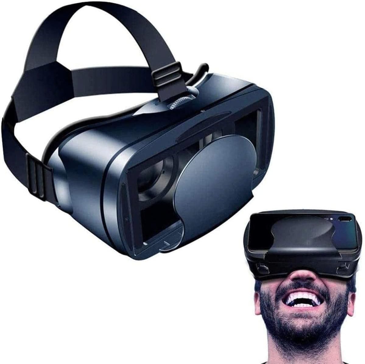 VR Headset, VR 3D Virtual Reality Headset for Movies and Games VR Glasses Goggles Compatible with Phone & Android, 2K Anti-Blue Lenses, Adjustable Pupil & Object Distance