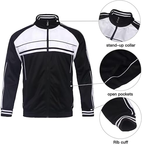 Miniatura 3 de Megub Conjunto deportivo de 2 piezas para hombre, casual para hombres altos y grandes, conjunto de traje deportivo a rayas laterales