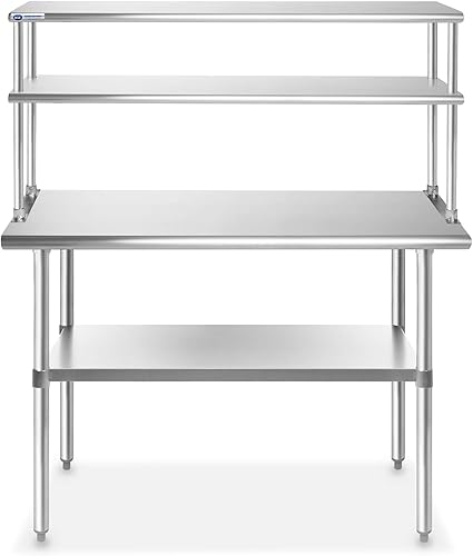 Miniatura 4 de GRIDMANN NSF - Mesa de trabajo y preparación de cocina comercial de acero inoxidable más un estante de 2 niveles, 48 pulgadas x 12 pulgadas.