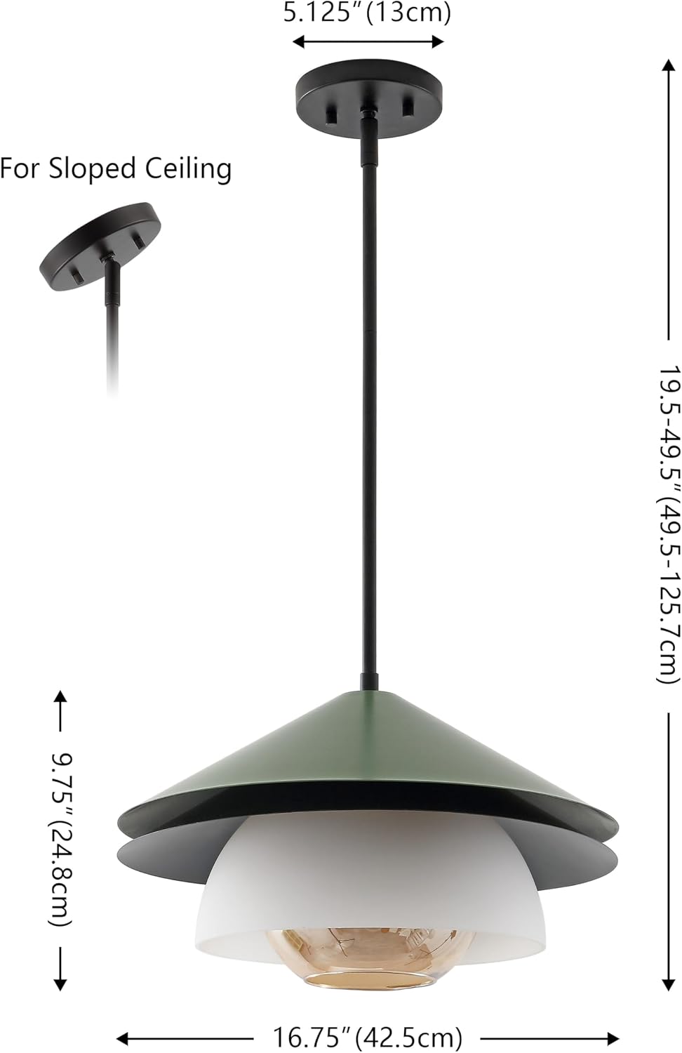 SAFAVIEH Lighting Collection Jalen Green Glass/Metal Hanging Light Fixture Pendant (LED Bulb Included)