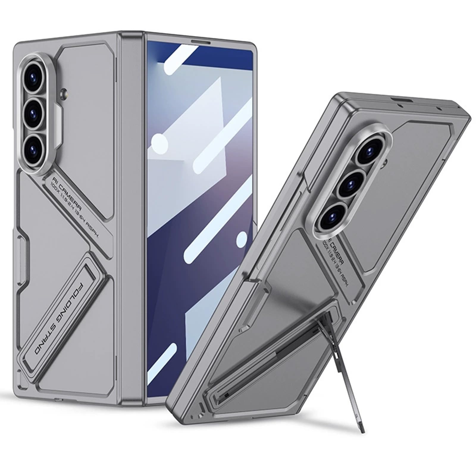 Coque Samsung Galaxy Z Fold 7 grise avec protection écran et béquille réglable - 8