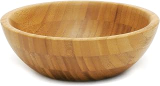 Lipper International Small Bamboo Wood Salad Bowl, 7" Diameter - Eco-Friendly for Salads, Fruit & Decor