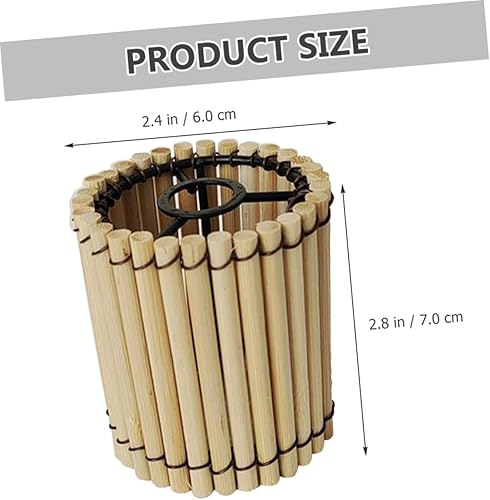 Miniatura 2 de Uonlytech Pantalla de lámpara de tambor pequeño macramé de bambú cubierta de luz colgante de ratán para decoración del hogar