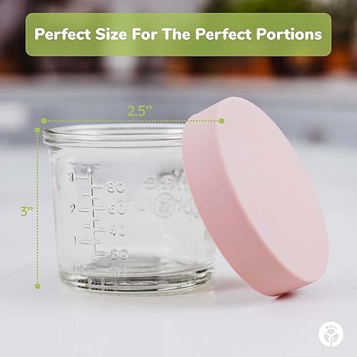Miniatura 6 de WeeSprout Tarros de vidrio para almacenamiento de alimentos para bebés con tapas (4 onzas, 12 unidades) para aperitivos, puré, recipientes pequeños