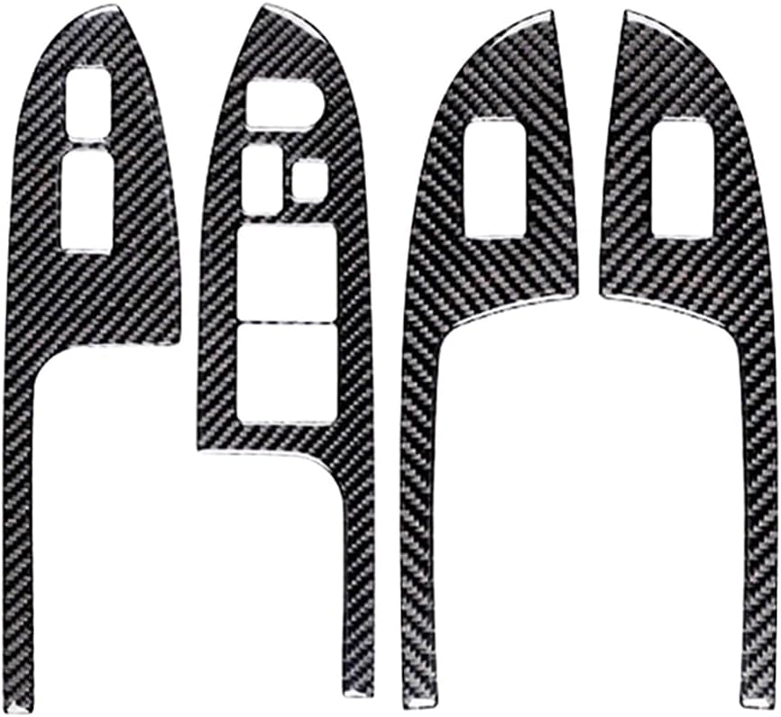 SIKUAI Car Window Lift Switch Button Protection Panel Cover Trim Carbon Fiber Front Rear Inner Door Lock Control Frame Decal Interior Sticker For HONDA Accord 2003-2007, Black, 4PCS