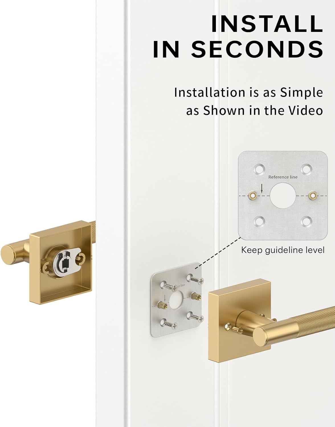 Asidrama 2 Pack Champagne Bronze Dummy Door Handles, Non-Turning Decorative Door Lever with Door Knobs for Closet, French Double Doors, Pantry & Interior Push/Pull Use 07