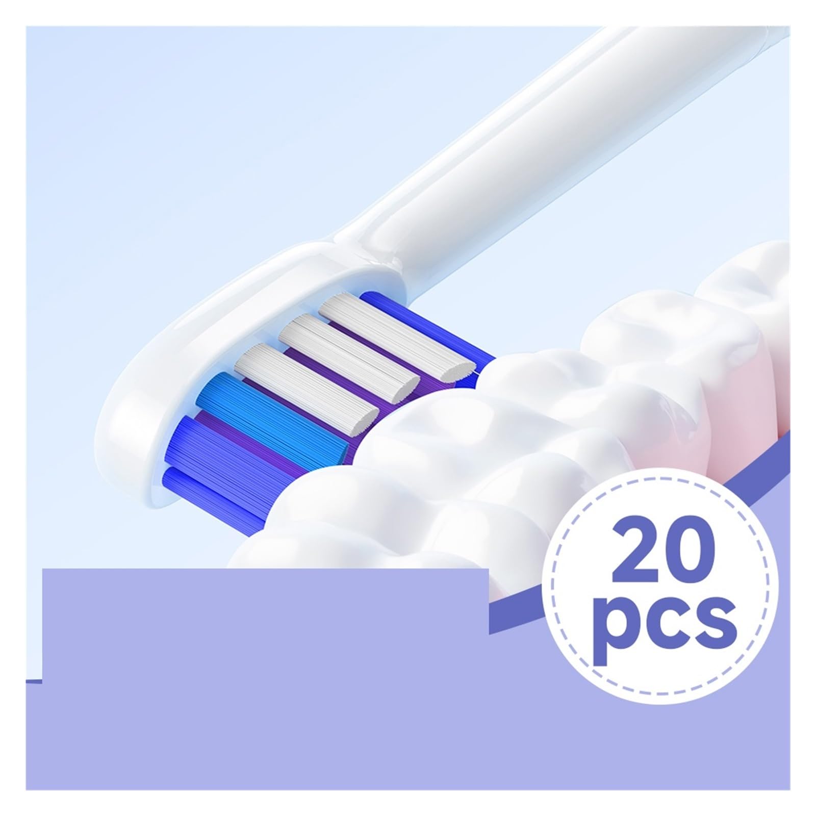 20PCS Cabezales, compatible con Philips, uso adulto | Cabezales de cepillo dental de plástico para adultos, para reemplazo diario y uso de reserva(20HB70C)