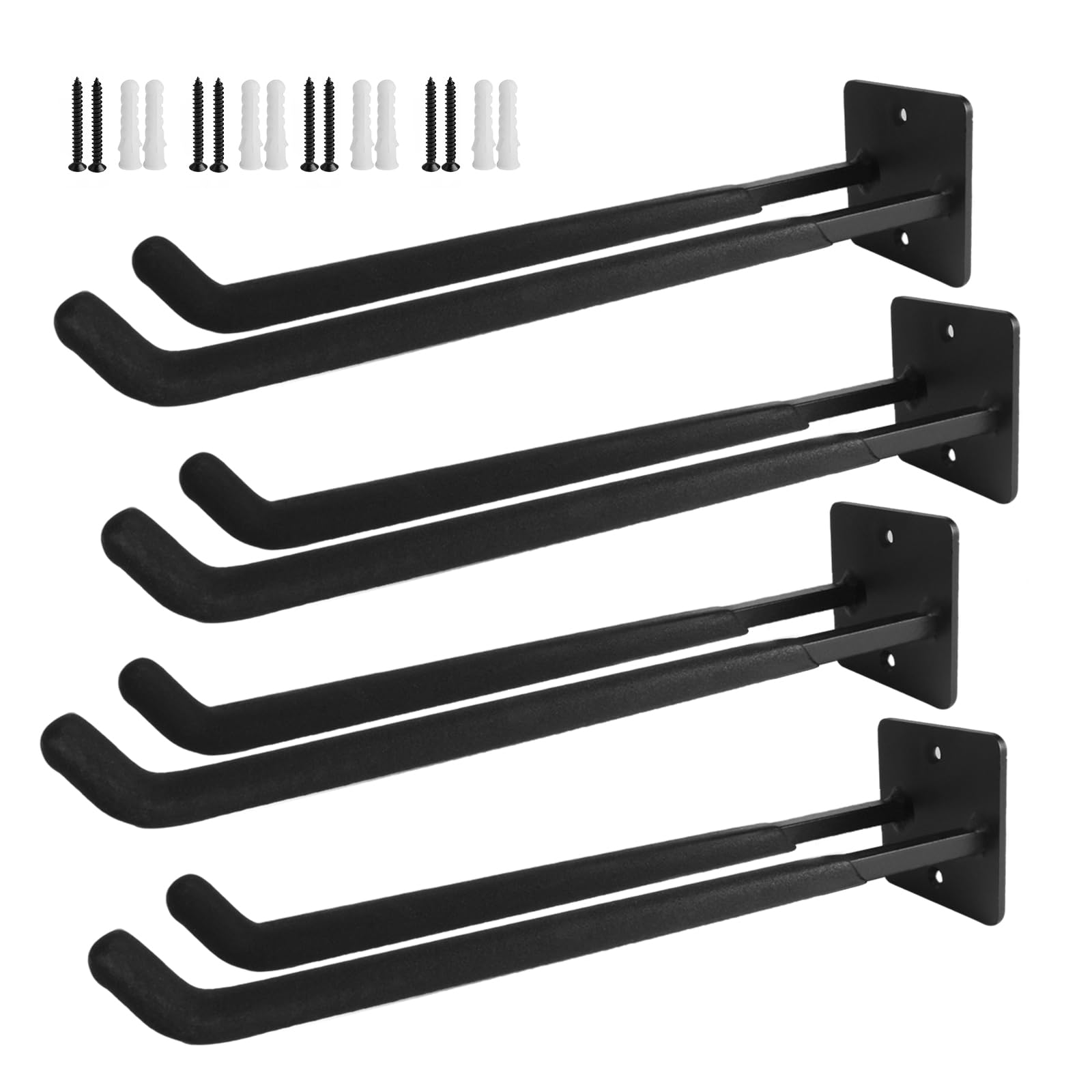 Storystore Garagenhaken, 4 Stück Länge 35.5cm Reifenhalter Wandhalterung, Schwerer Werkzeug Autoreifen Wandhalterung für Autoreifen, Fahrräder, Leiter, Gartengeräte, Platzsparend Belastung: 80 kg