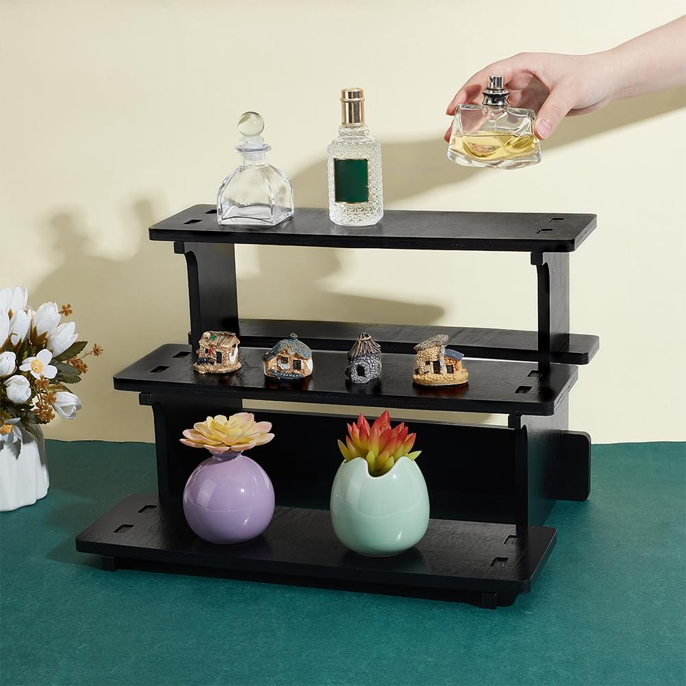 PH PandaHall Espositore In Legno Espositore A 3 Livello Ripiano per Organizzatore A Più Livelli Espositore Da Banco per Collezione di Figure Porta Dessert Cupcake Organizzatore di Profumi