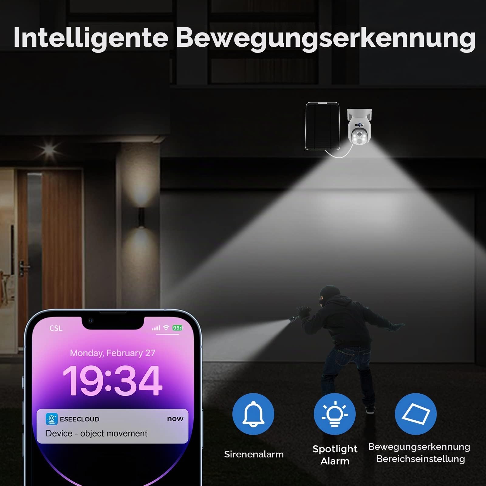 Hiseeu [4MP+1TB] WLAN Solar-Überwachungskameras,4x4MP kabelloses Kameraset mit 10-Zoll-Monitor,Zwei-Wege-Audio,Nachtsicht,Bewegungserkennung,Dualband-WLAN,KI-Bewegungserkennung,App & Mail Alarm