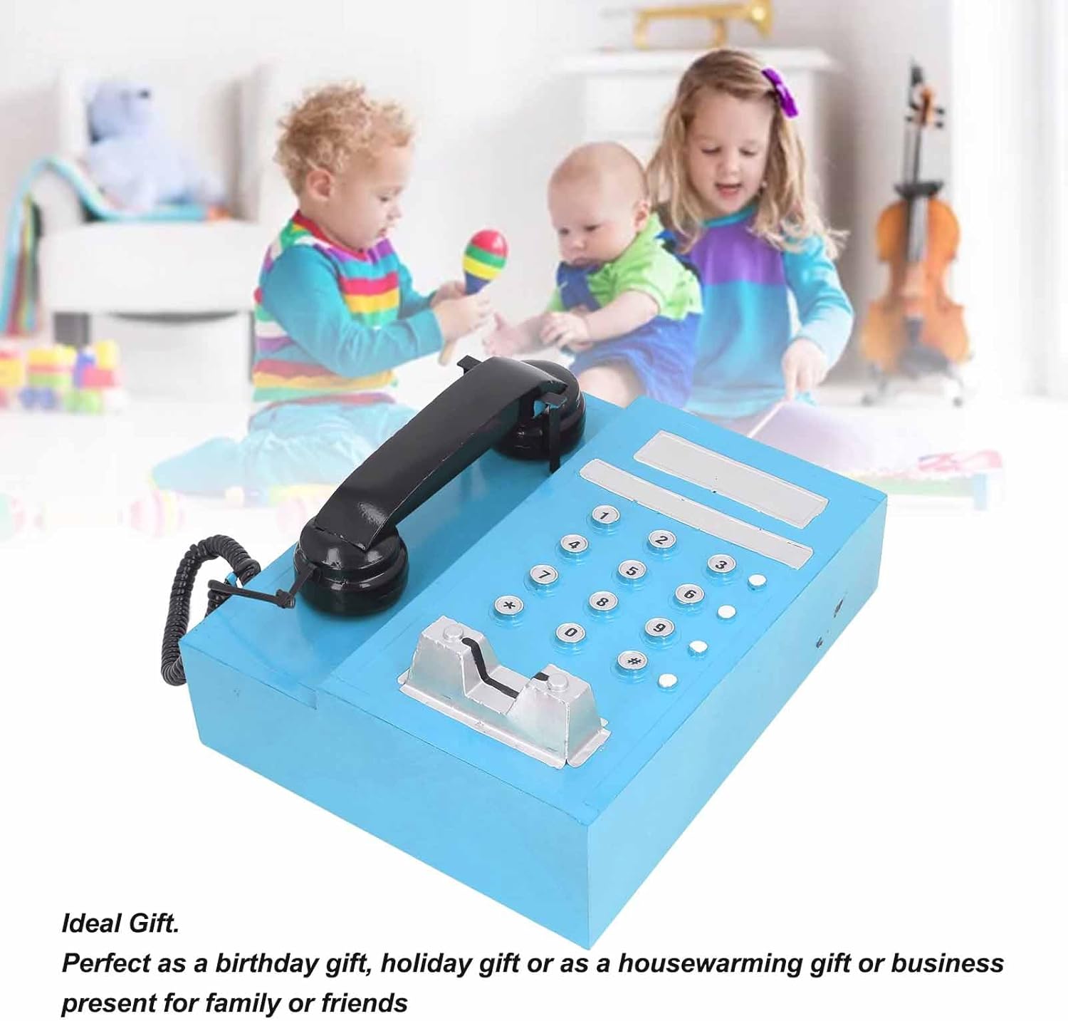 Vintage Telephone Model, Simulation Stylish Vintage Telephone Model, Exquisite, Finely Crafted, Decorative for Home Decoration Photography Props (Blue)