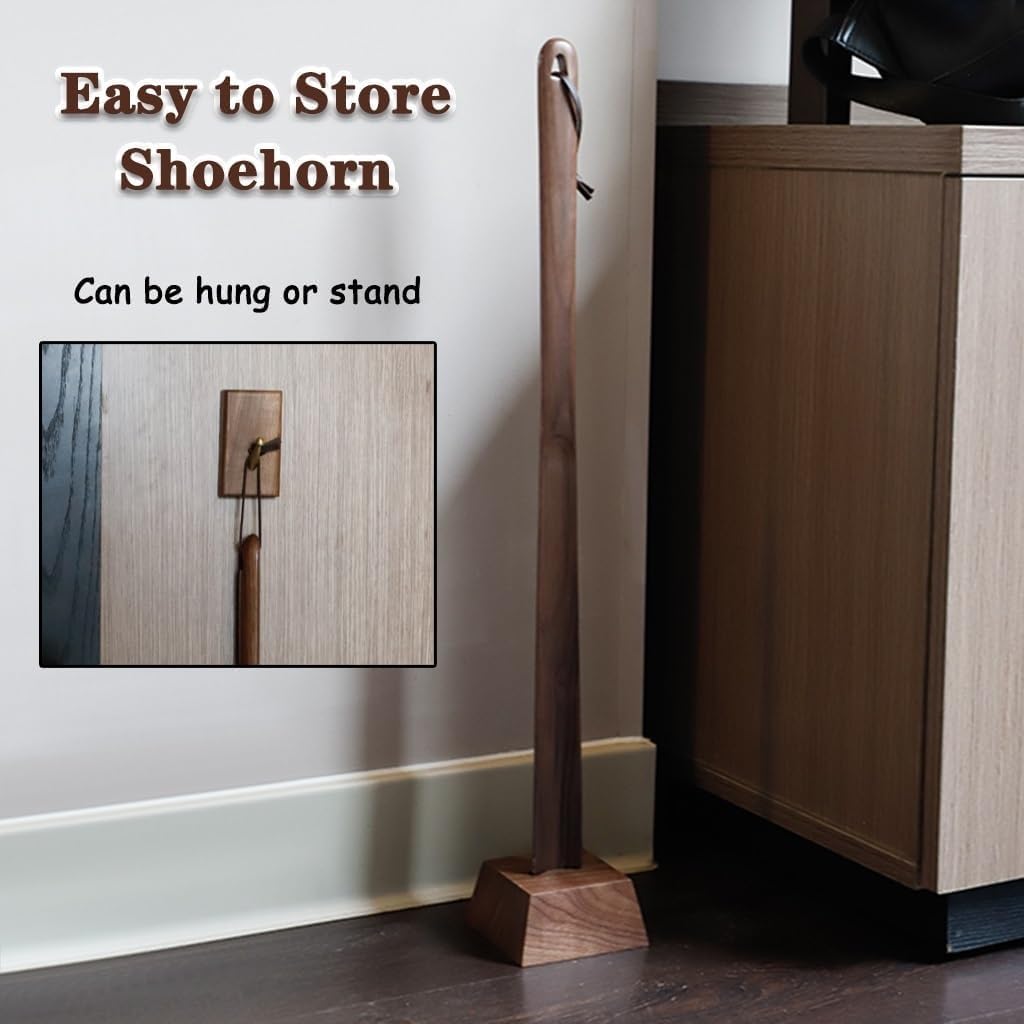 Schuhlöffel Japanischer Stil Schuhlöffel Aus Buchenholz, Schuhhelfer Mit Stabiler Basis, Langlebiger Schuhlöffel Aus Schwarzem Walnussholz, Schuhhelferstab Lang