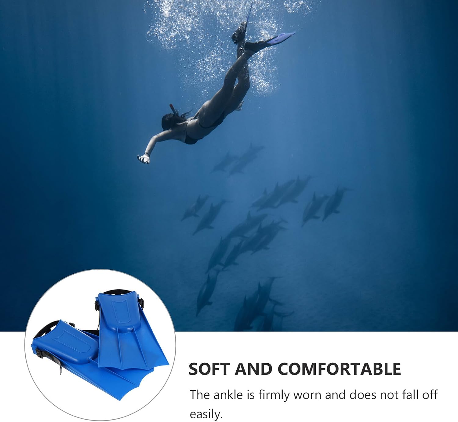 Kisangel Unisex Adult Swim Flippers Rubber Short Training Fins for Swimming Supplies Blue Size 40-44 Suitable for Pool and Open Water