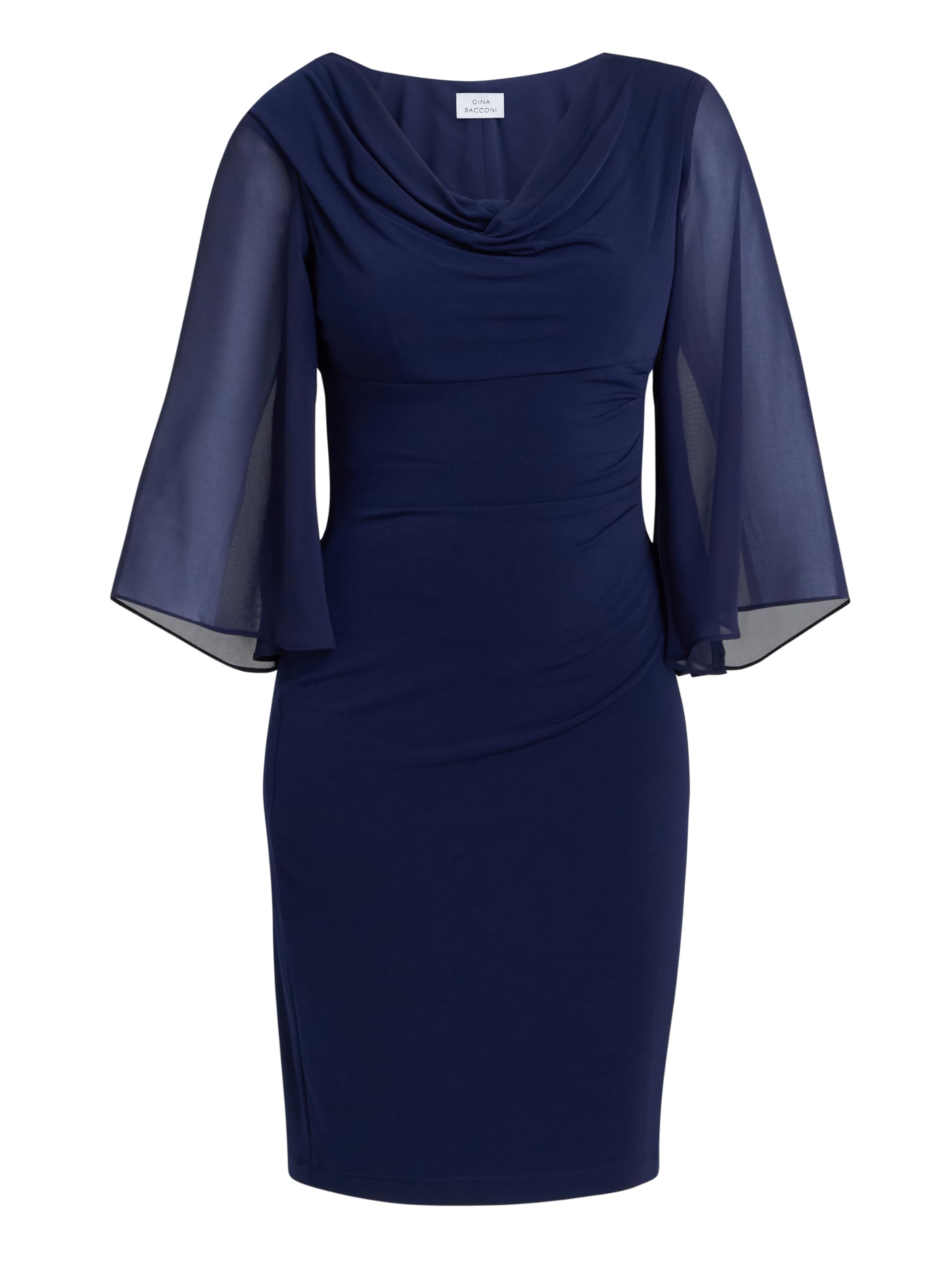 Gina Bacconi Cowl Neck Dress, Navy, 16