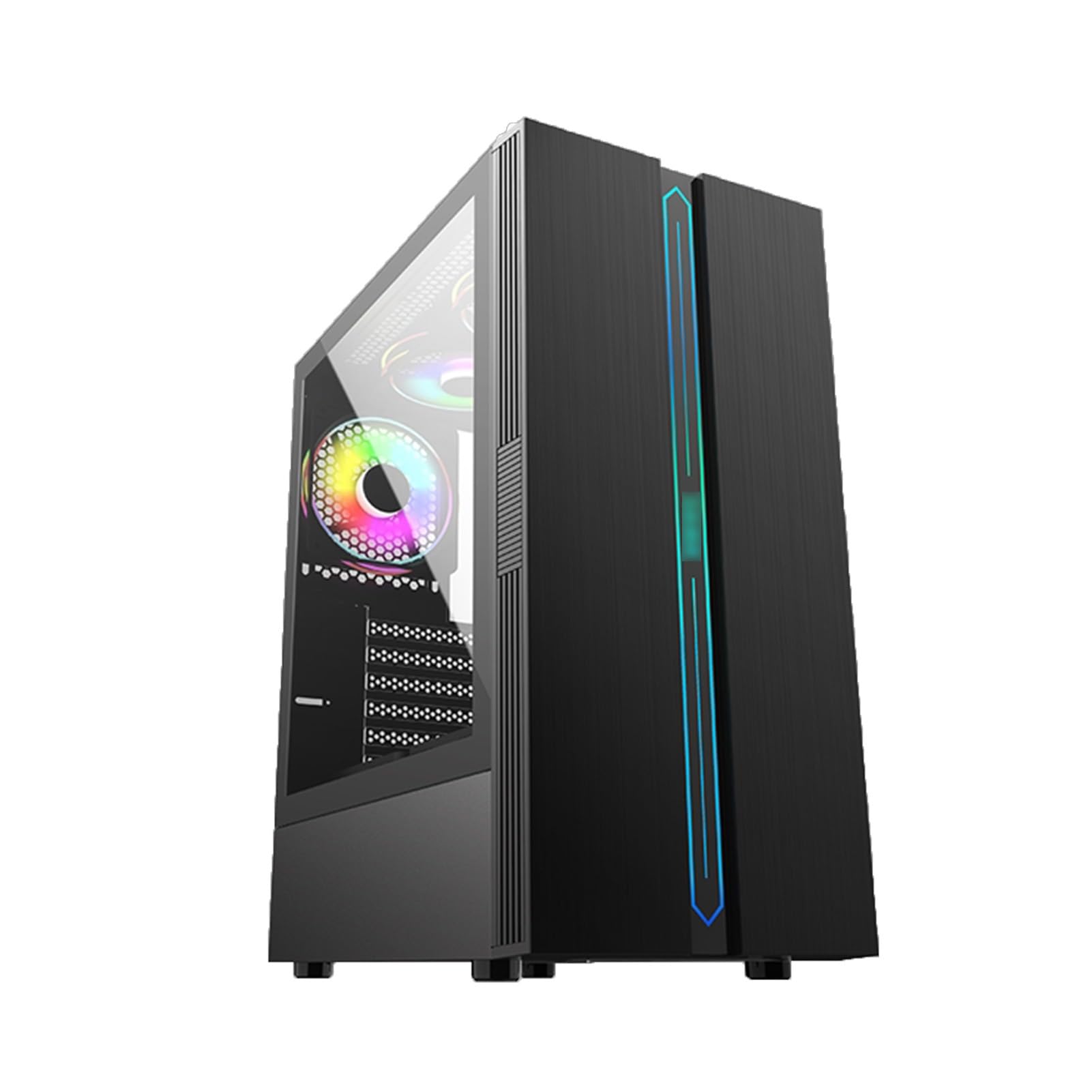 Obudowa komputera, obudowa do gier ATX, wyposażona w listwę świetlną RGB, obudowa Mid-Tower ATX M-ATX ITX, wentylator 6x120mm, panel boczny ze szkła hartowanego