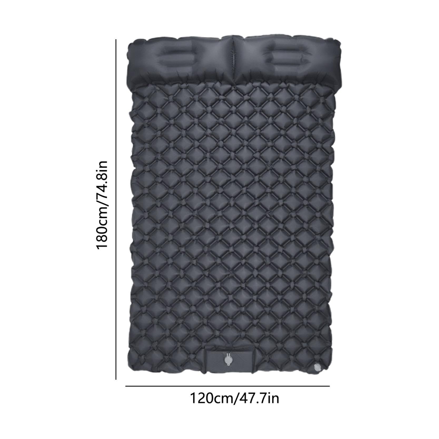 Générique Matelas Camping 2 Personnes - 180x120x14cm - Pliable Ultra Léger Tapis De Sol Camping Élargi et Épaissi - Pneumatique avec Pompe à Air à Pédale - Idéal pour pour Tente Trekking Plage (Gris)