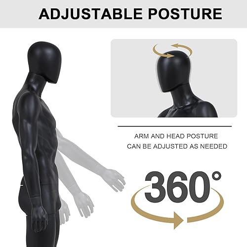 Miniatura 5 de Kinfant Maniquí Masculino de Cuerpo Completo - Modelo de Cuerpo Masculino Desmontable de 72.8" con Base de Metal, Maniquí para Venta al Detalle con