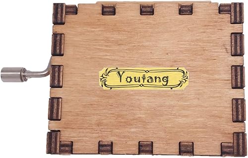 Miniatura 3 de Youtang Caja de música con manivela de mano, madera tallada, regalos musicales, Play The Lion Sleeps Tonight, marrón