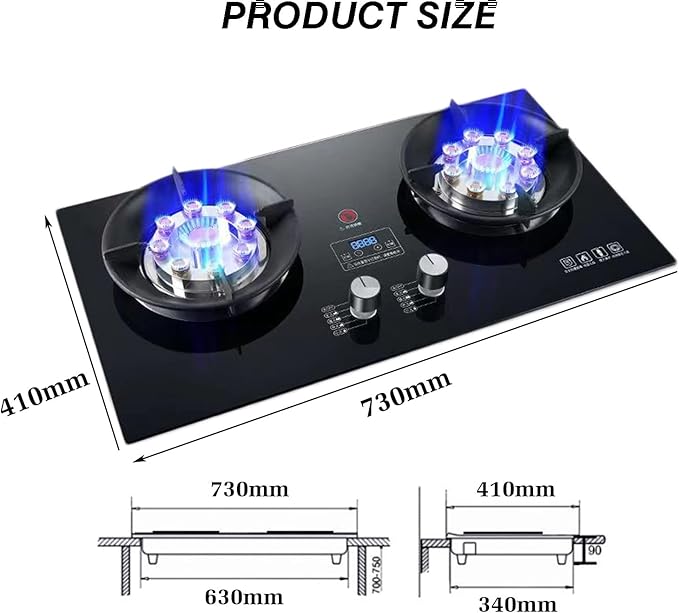 Estufa de Gas 2 Puestos, 5.2KW, Temporizador Independiente, Protección de Apagado miniatura 3