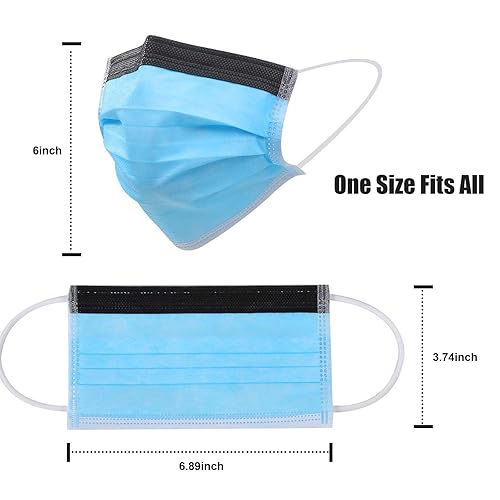 50 máscaras faciales de espuma antivaho Tigris azul | 3 capas nivel 3 máscara transpirable empaquetada individualmente para uso en interiores y