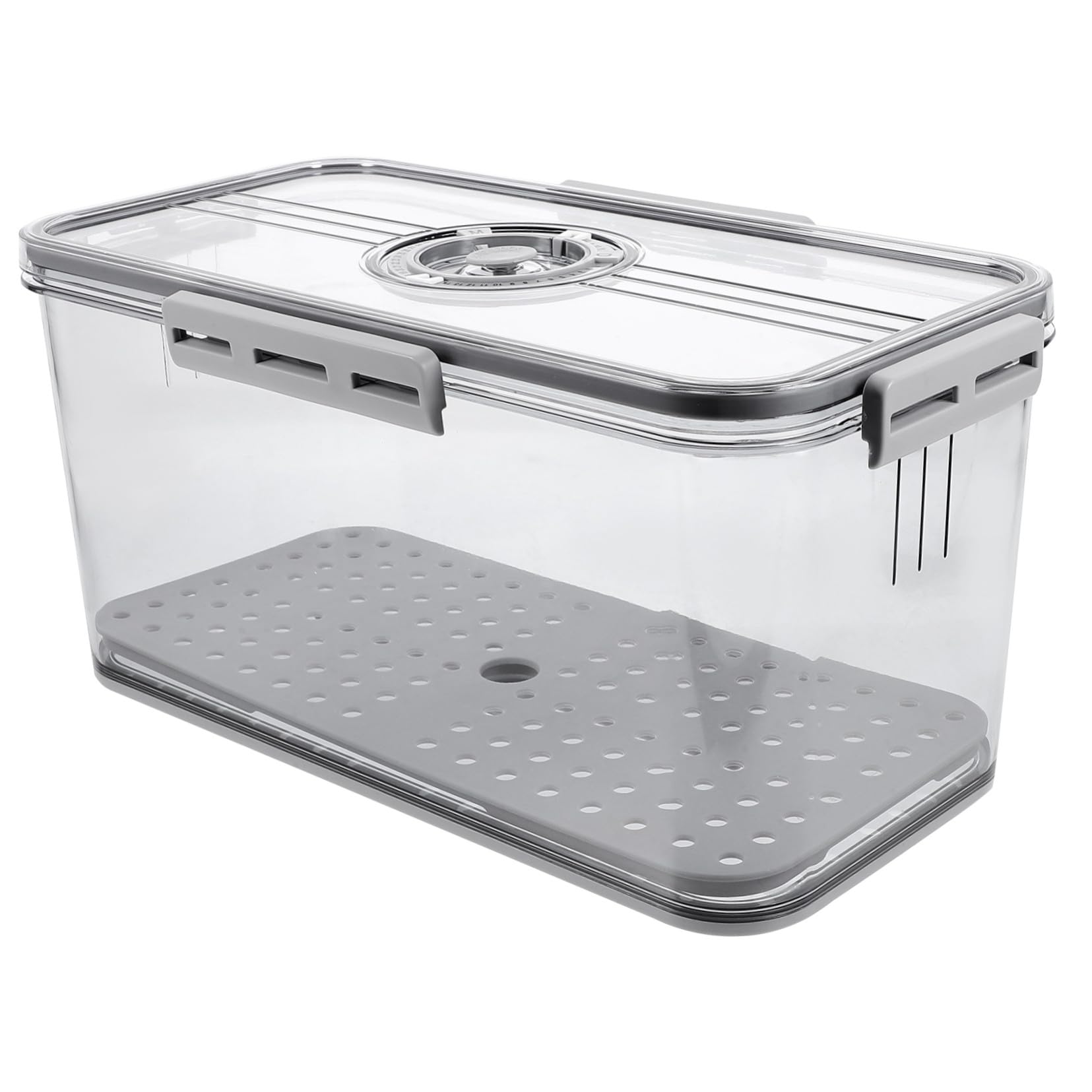 Frischebox mit Timerdeckel und Abnehmbarem Abtropfbehälter Transparenter Gemüse Obst container für Kühlschrank Luftdichtes Aufbewahrungsbehältnis zur Frischeerhaltung