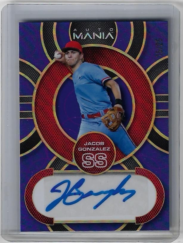 Jacob Gonzalez Autographed & Serial Numbered #15/25 Purple Parallel Auto Mania Wild Card Collectible Baseball Card - 2023 Wild Card Baseball Card #AM-C21 (White Sox)