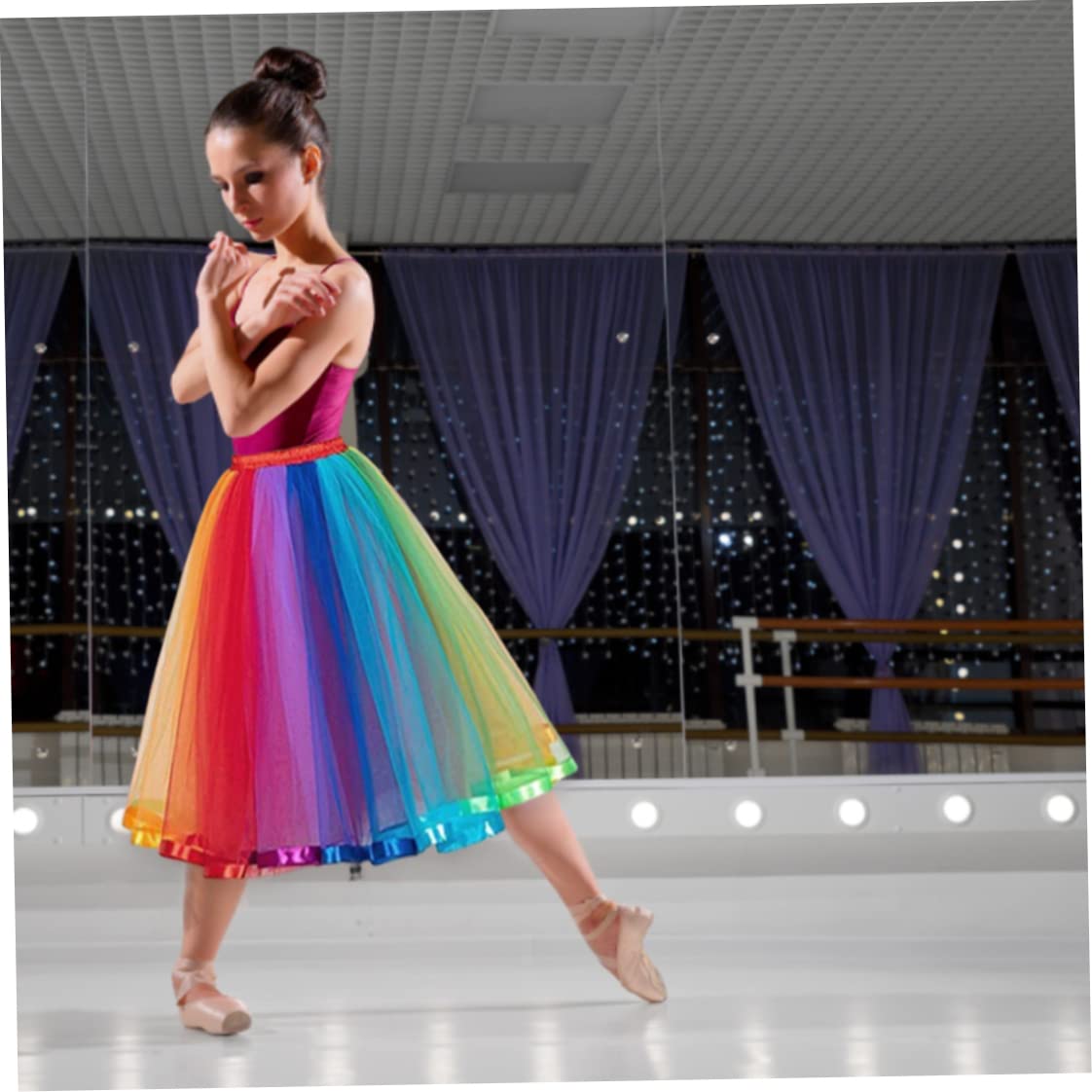 Gcroet Donne Arcobaleno a Strati Rainbow Gonna in Tulle Girl Girl Gonna Neon Abito Arcobaleno per Il Costume da Festa XL ..