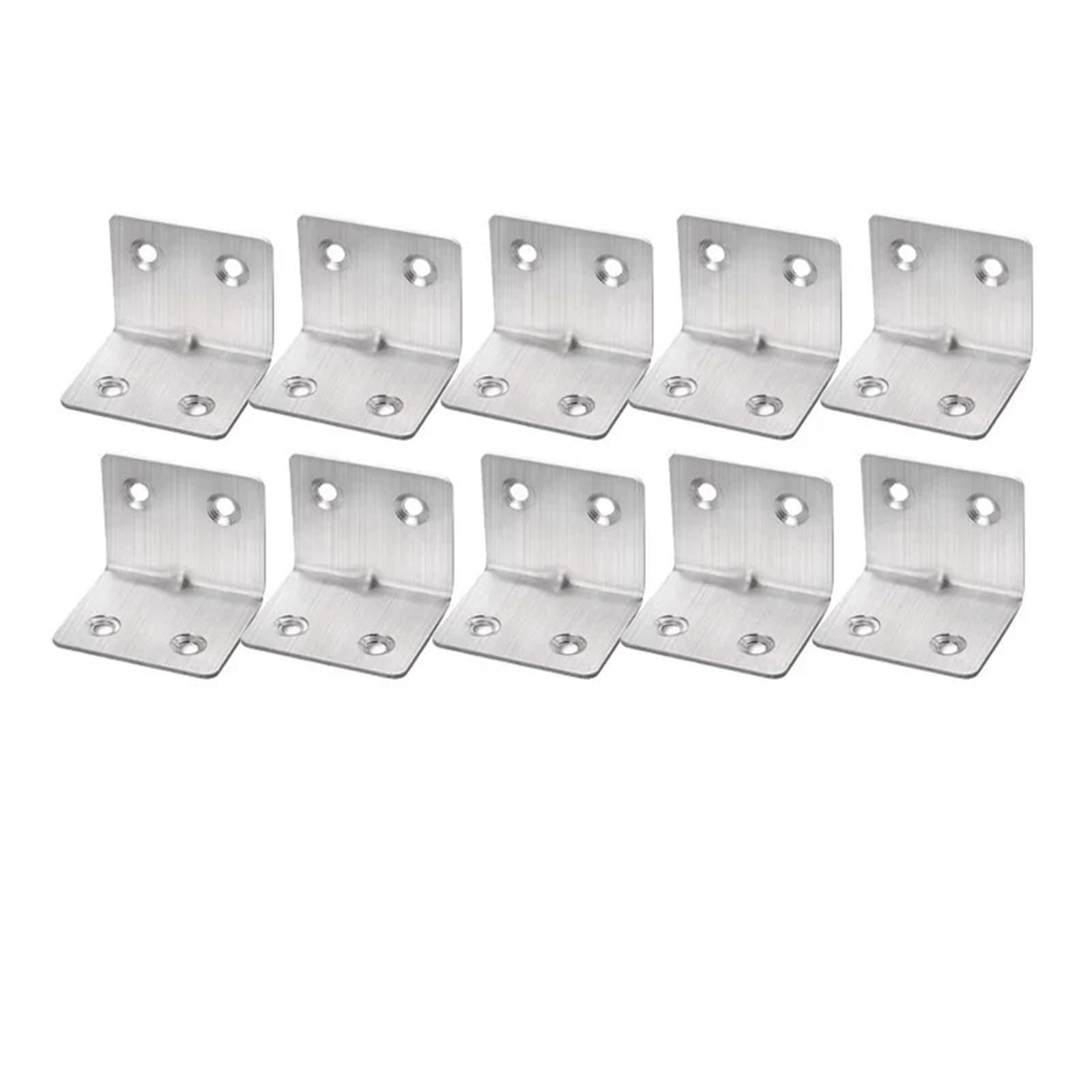 Corner Code Universal Stainless Steel Corner Bracket 90 Degree L-Shaped Right Angle Fixed Brace Fastener for Wood Furniture Bedframe Cabinet(10PCS-(4 Holes))