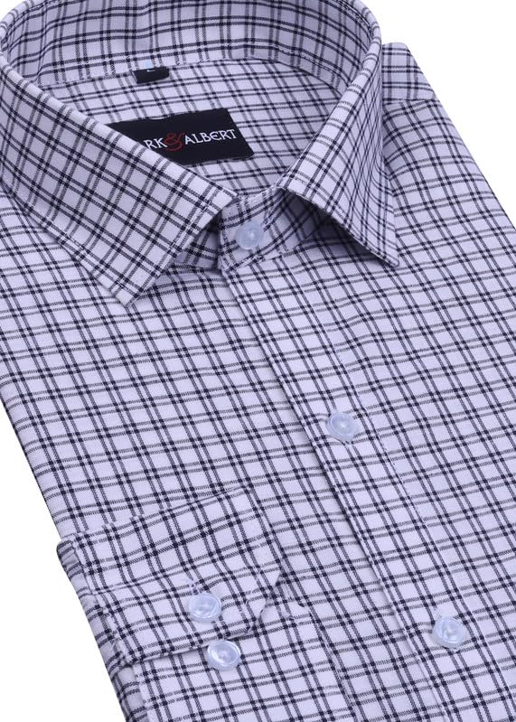 Image of MARK & ALBERT Men's Checkered Full Sleeves Cotton Formal Shirt Blue | Stylish Shirt for Men