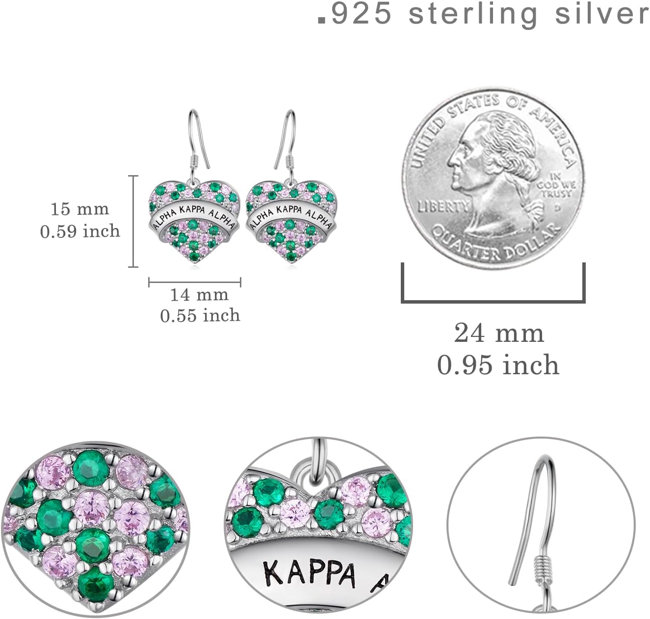 AKA Earrings 925 Sterling Silver Aka Sorority Gifts Sorority Jewelry Gifts for Women - Image 4