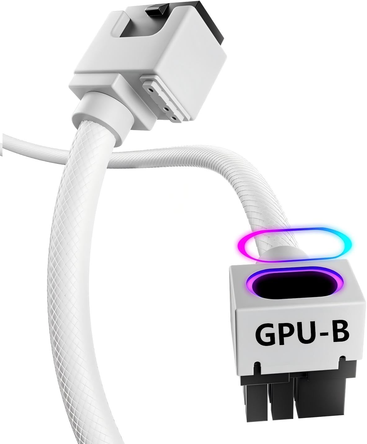AsiaHorse Hydrus 8-Pin GPU Verlängerungskabel [TYP B - CLIP OBEN], PCIE-Stromkabel für Grafikkarte (NICHT FÜR CPU), 18AWG Sleeved, 5V ARGB Sync - Weiß