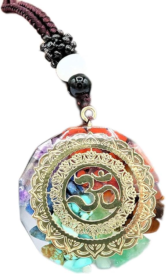 YEIPISChakra Orgonite Necklace with Healing Crystals to Improve Positive Energy Through Meditation, Yoga, Reiki, and Om Protects Negative Energy Om Pendant Rope Chain for Men Women