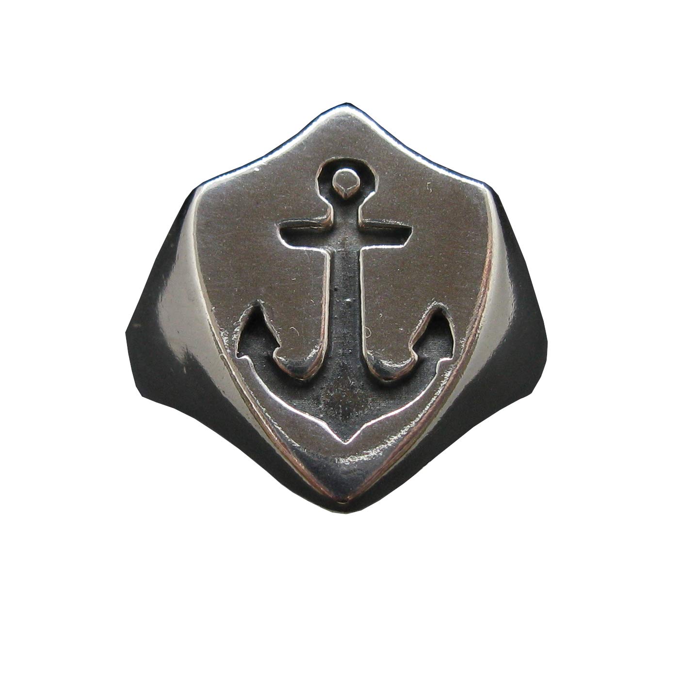 Anillo de Plata Esterlina Para Hombres Ancla Con Distintivo Sólido 925