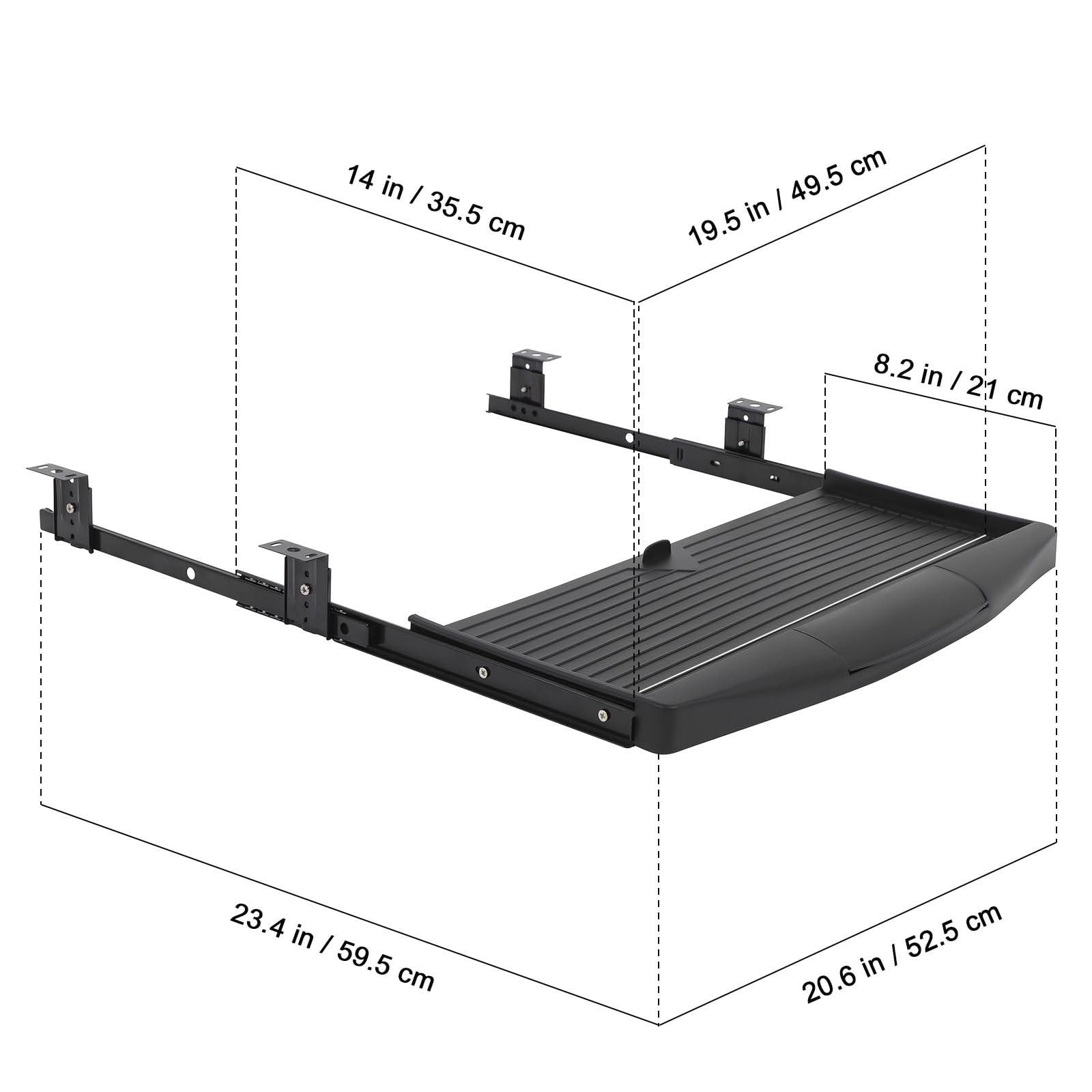 SEWACC Bandeja Deslizable para Teclado Soporte Ajustable para Teclado y Ratón, Material PP y Aleación Metálica, Resistente y Ahorra Espacio Cajón Oculto Debajo del Escritorio