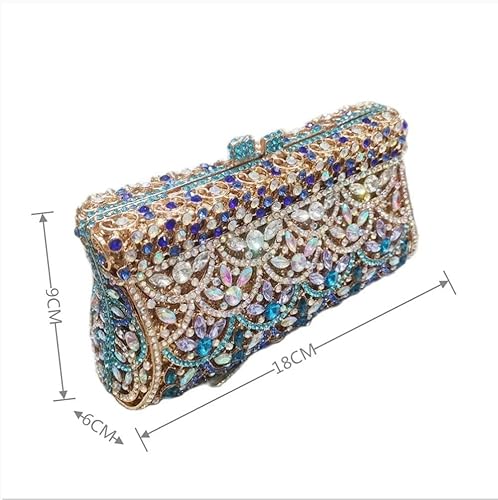 Miniatura 2 de WETYG - Bolsa de mano colorida para fiesta, boda, bolsa de noche de cristal, bolso de mano de novia, bolso de mano de noche (color D, talla 1)