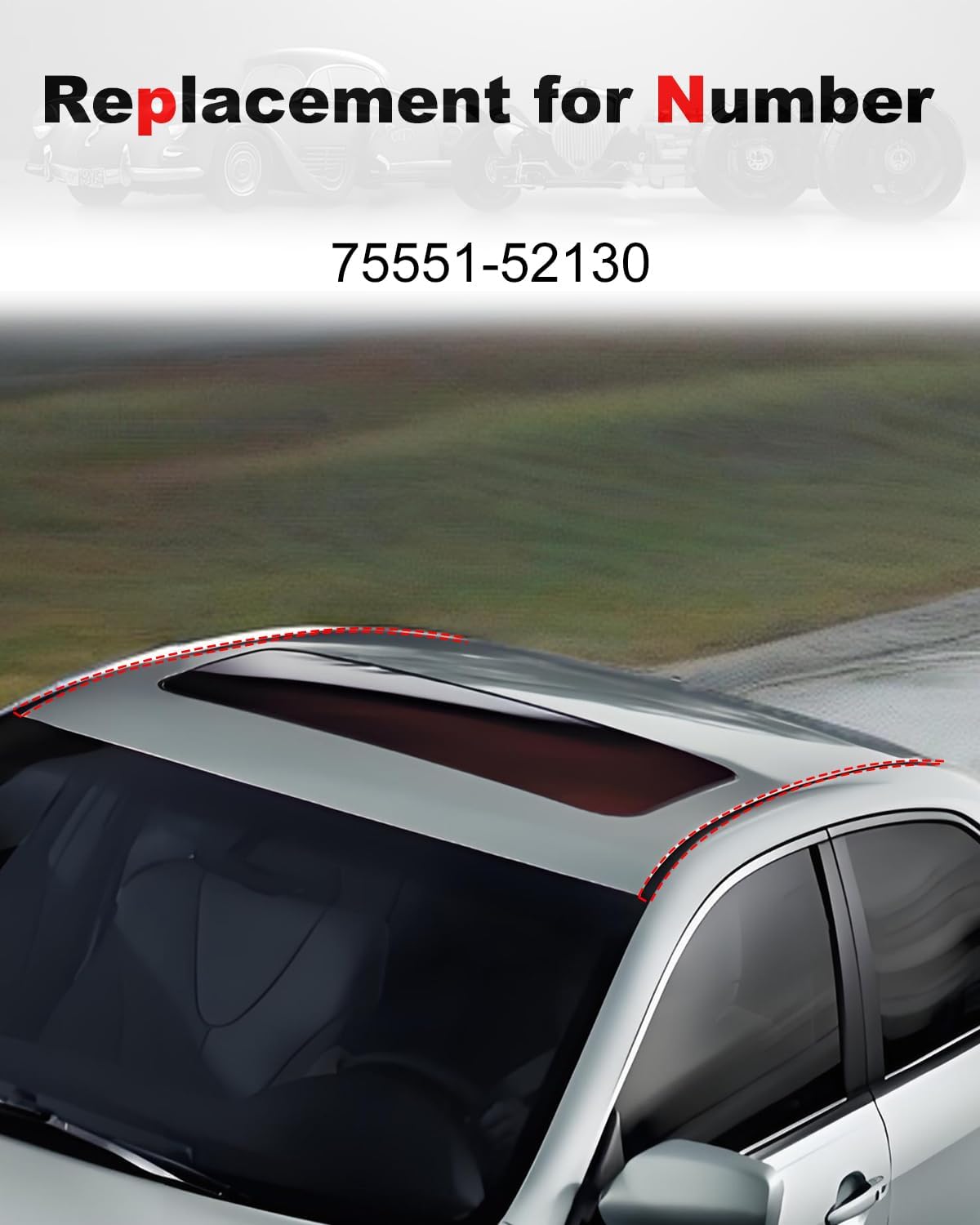 2-Pack Left & Right Side Roof Drip Molding Weatherstrip Compatible with Toyota Yaris Hatchback 2007-2011, Replacement for 75551-52130