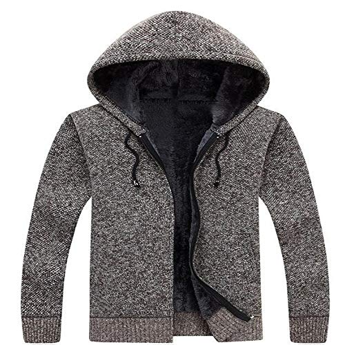 SFYZY de Punto suéter con Capucha suéter de Punto Grande con Cremallera Completa otoño Invierno Abrigo suéter Abrigo Hombres Invierno Grueso cálido suéter con Capucha Hombres Forro de Lana a Rayas