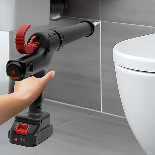 Miniatura 7 de Pistola de calafateo inalámbrica, pistola eléctrica de calafateo de 21 V y pistola adhesiva para cartuchos de 10 a 20 onzas con 2 baterías y