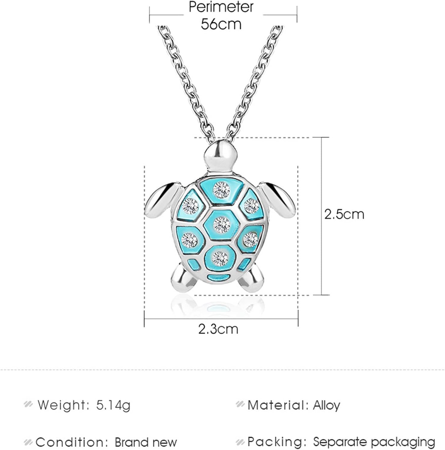 Yienate Turtle Necklace Choker Silver Turtle Pendant Necklace Chain Blue Crystal Turtle Necklace Charm Cute Animal Crystal Jewellery Gift for Women Girls - Image 3