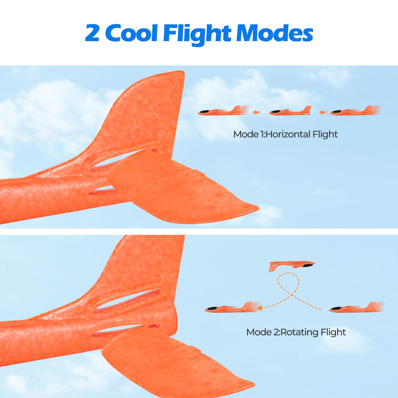 Hoiloie Lot de 4 aviones de poliestireno XXL de 44 cm con 2 modos de vuelo para niños, niñas y niños de 3 a 10 años