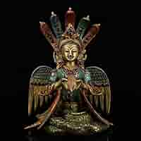 旧蔵、チベット寺院入手、精銅、手作り、宝石象眼、彩色蒔絵、密宗、竜樹菩薩仏像一尊 旧蔵、チベット寺院入手、精銅、手作り、宝石象眼、彩色蒔絵