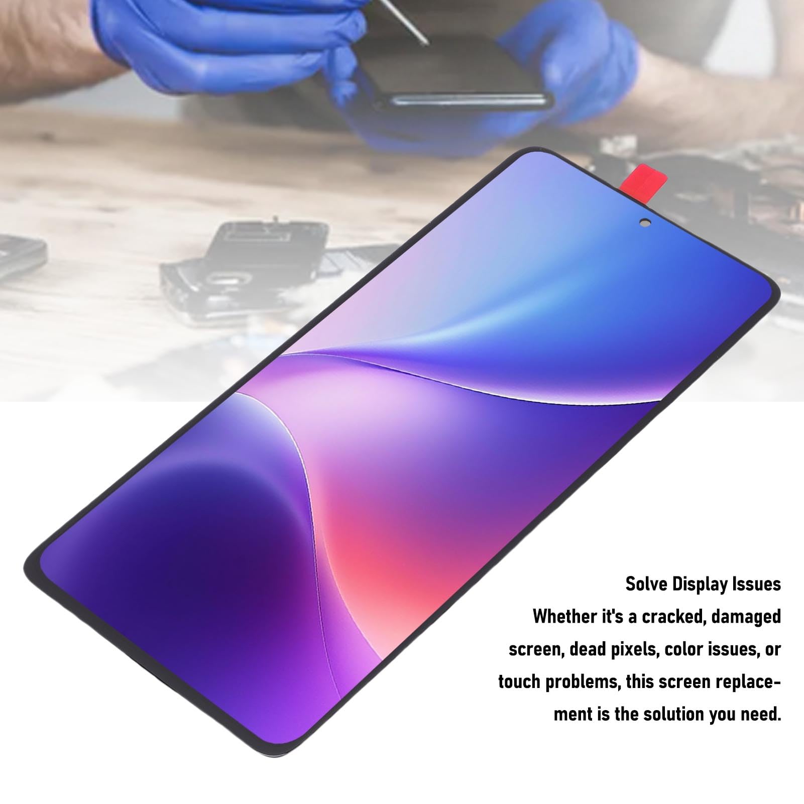 Diyeeni Am OLED para Reemplazo de Pantalla de Lápiz óptico Edge 60, Ensamblaje de Digitalizador de Pantalla Táctil de Pantalla OLED, Admite Función de Huellas Dactilares con Las