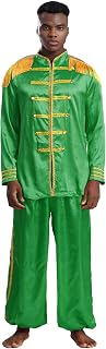 Mens 2Pcs Halloween Costume SGT Sergeant Pepper Budget Jacket Hippy Medieval Jackets with Pants