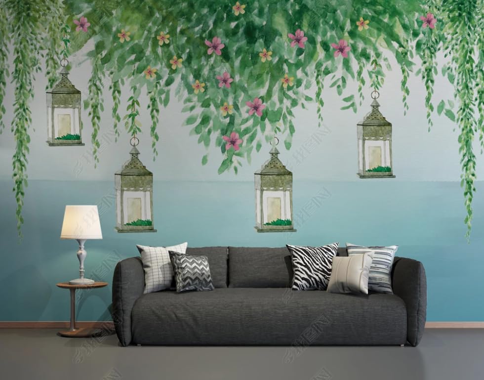 Papier peint intissé plantes de vigne vertes pour agrandir une petite pièce