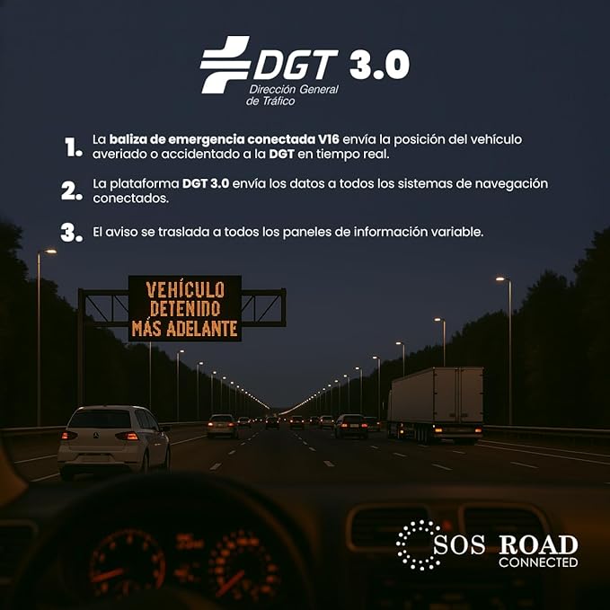 Baliza de Emergencia V16 con Geolocalización y Conexión DGT 3.0